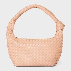 Woven Slouchy Shoulder Handbag - A New Day™ Beige